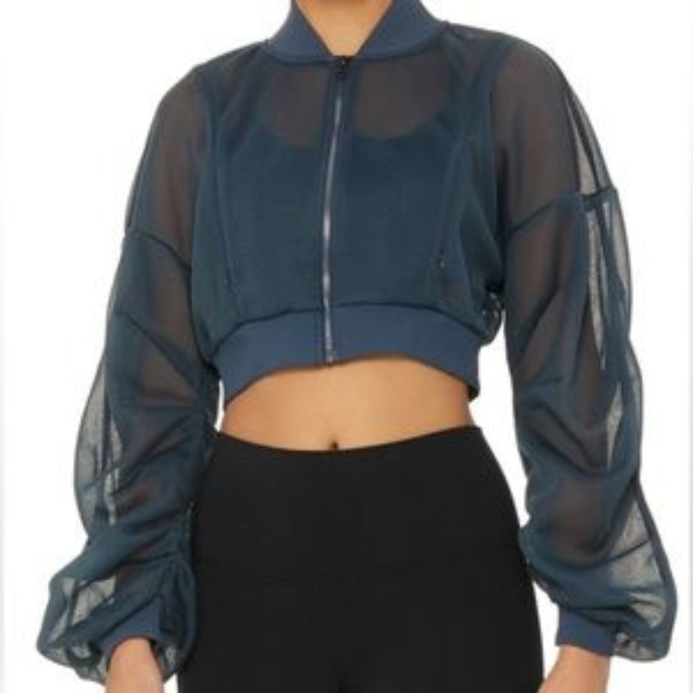 ALO Yoga Field Crop Jacket, Blue Eclipse, Size Medium